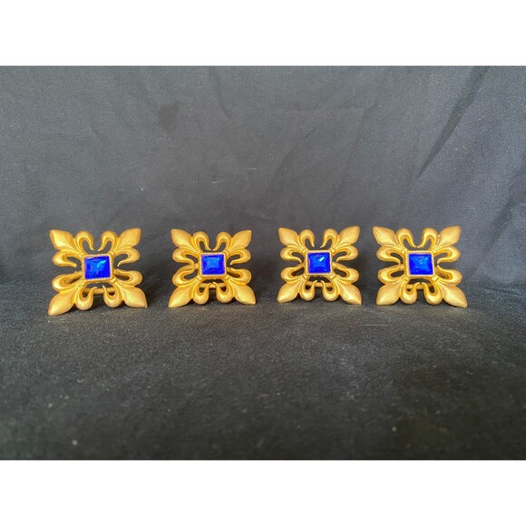 4 Gold Toned Elegant Napkin Rings - Picture 9 of 10